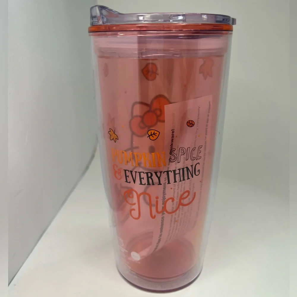 Hello Kitty Fall Pumpkin Spice Plastic Tumbler Cup Autumn